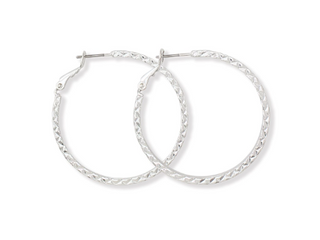 Silver Textured Hoop Earrings