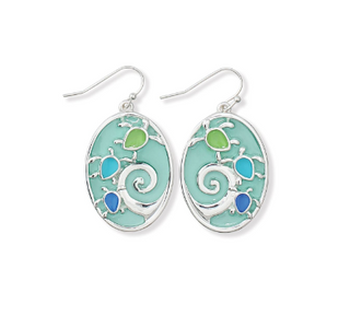 Earrings-Blue Green Resin Turtles