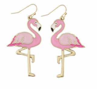 Earrings-Flamingos Enamel