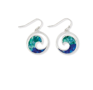 Earrings-Silver Blue Glitter Waves