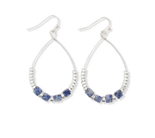 Silver &  Sodalite Bead Earrings