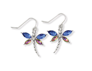 Earrings-Blue & Pink AB Dragonfiles