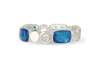 Bracelet-Polished Silver W Blue
