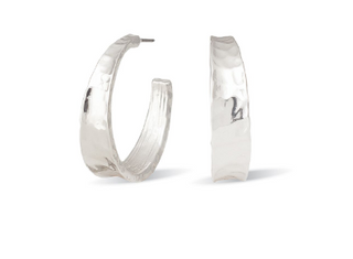 Hammered Silver Hoop Earrings