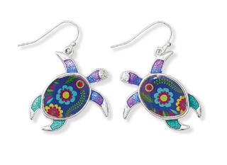 Earrings-Flower Pattern Sea Turtle