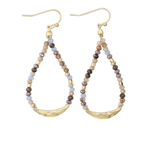 Gold Bar Multi Bead Earrings