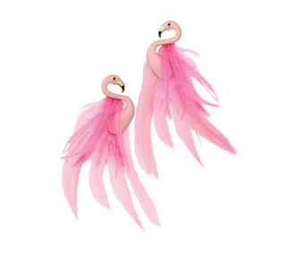 Earrings-Pink Feathered Flamingo