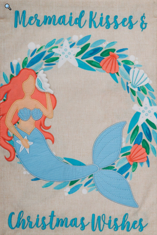 Burlap Mermaid Wreath Flag - FM