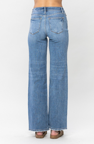 Vintage Wash Wide Leg Jeans by Judy Blue