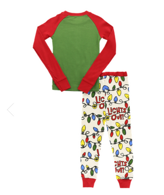 Lights Out Kid's Long Sleeve Reindeer PJ's