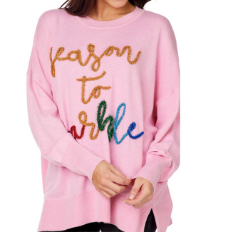 Season To Sparkle Sweater In Pink