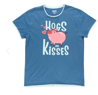 Hogs & Kisses PJ Tee In Blue