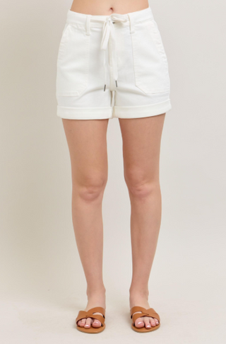 High Waist Denim Jogger Shorts By Judy Blue In White