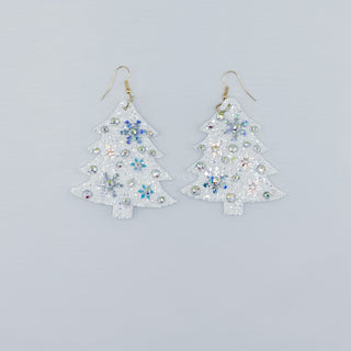 Snowy Christmas Tree Earrings