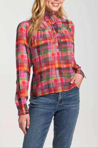 Just A Thought Top in Sunburst Plaid