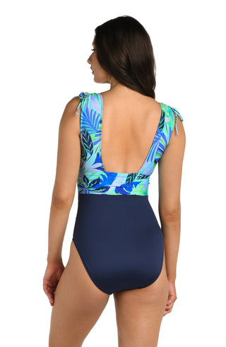 Poolside Lounging One Piece Swimsuit in Aegean Tropics