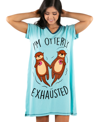 Otterly Exhausted Women's V-Neck Nightshirt