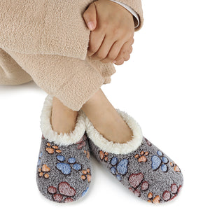 Womens Pet Lovers Paw Prints Slippers