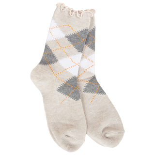 Weekend Argyle Ruffle Mini Crew Socks