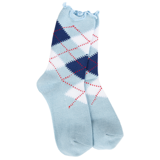 Weekend Argyle Ruffle Mini Crew Socks