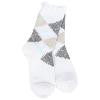 Weekend Argyle Ruffle Mini Crew Socks