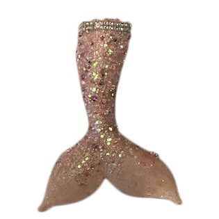 Beaded Mermaid Tail Ornament in Coral