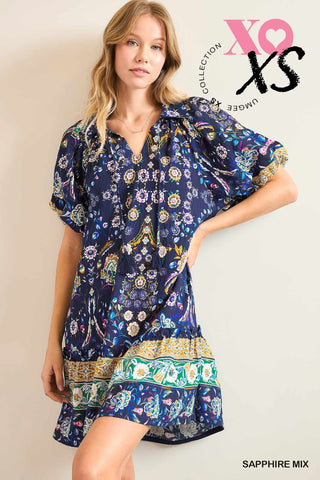 Small Town Feel Dress In Sapphire Mix