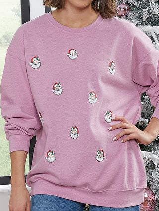 Youth Santa Crewneck Sweatshirt in Bubblegum