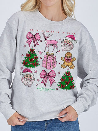 Youth Fa La La La La Christmas Crewneck Sweatshirt in Flurry