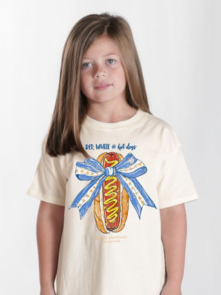 Youth Red, White, & Hot Dogs Short Sleeve T-Shirt in Bone