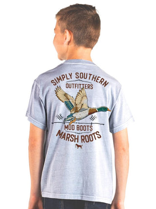 Kids Marsh Roots Mineral Wash Short Sleeve T-Shirt in Ashen