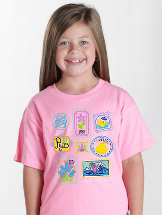 Youth Peep Stickers Short Sleeve T-Shirt in Blushberry