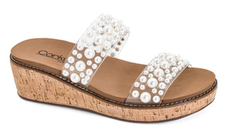 Corkys Yes Please Wedge in Clear Pearls