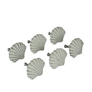 White Cast Iron Scallop Sea Shell Drawer Pulls