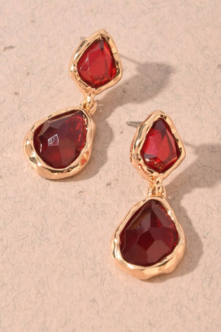 Faceted Crystal & Gold Organic Drop Earrings