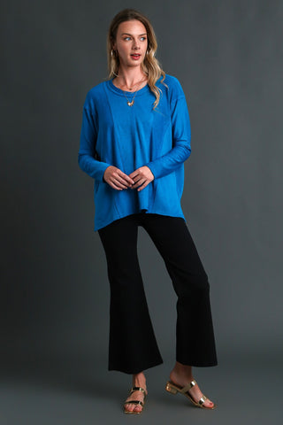 Liliana Fleece Knit Top in Ocean