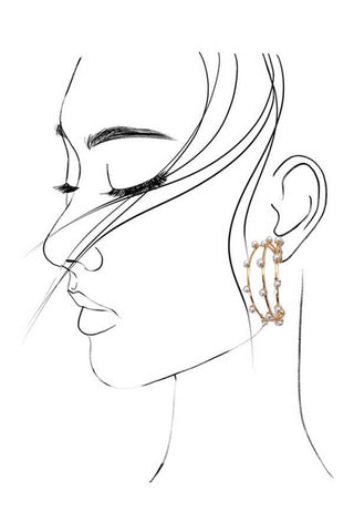 Triple Wire Pearl Hoop Earrings