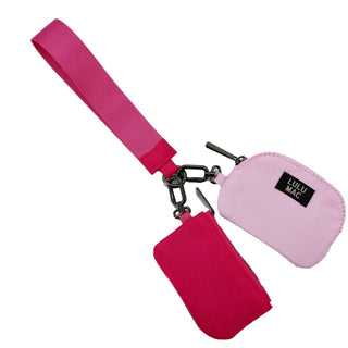 Lulu Mac Double Pouch Wristlet in Hot Pink/Light Pink
