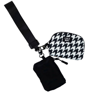 Lulu Mac Double Pouch Wristlet in Black Houndstooth