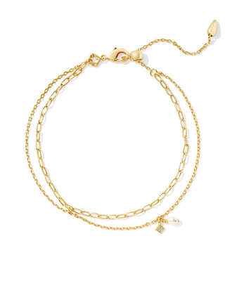 Eve Multi Strand Bracelet In Gold White Pearl