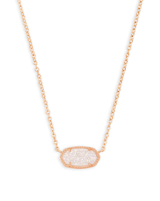 Elisa Short Pendant Necklace in Rose Gold Iridescent Drusy