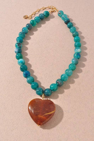 Marbled Bead Pendant Necklace