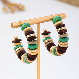 Earth-Tone Disc Beaded Hoops