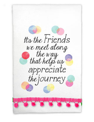 Huck Towel with Pompoms - It's the friends we meet