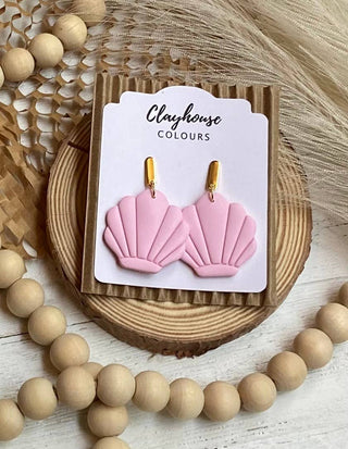 Beach Clay Earrings: Shell Trio Studs