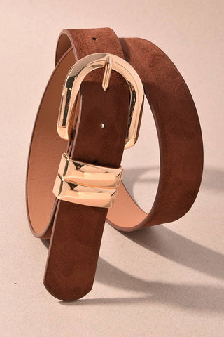 Faux Suede Oversized Buckle Double Loop Belt