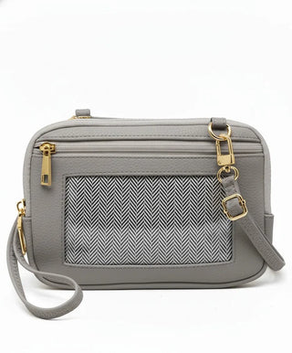 On Hand Cell Phone Mini Crossbody in Grey