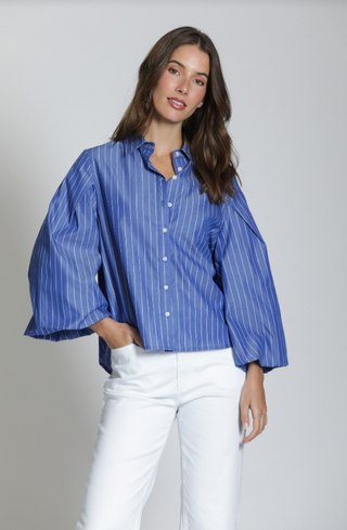 Giving Too Much Top in Blue & White Stripe