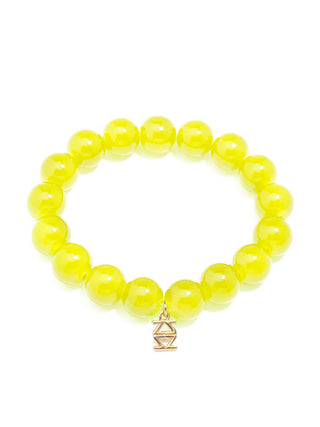 Glass Bead Stretch Bracelet in Lime