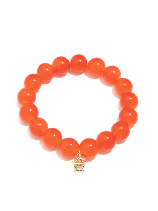 Glass Bead Stretch Bracelet in Orange
